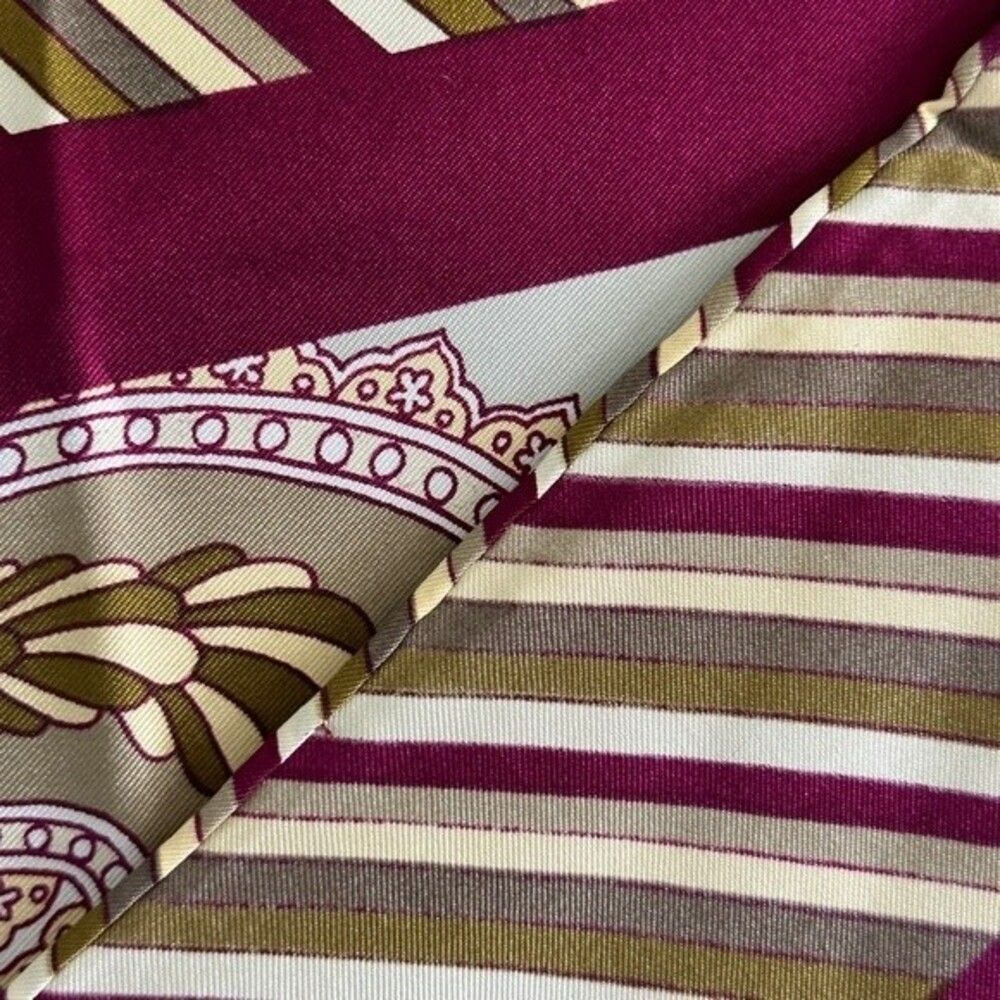 Vintage Bill Blass Paisley Print 100% Pure Silk Maroon Olive Green Gray Cream - Picture 6 of 6